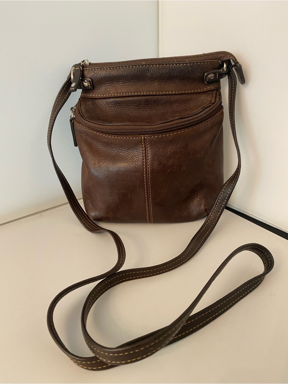 Fossil Brown Leather Crossbody Bag